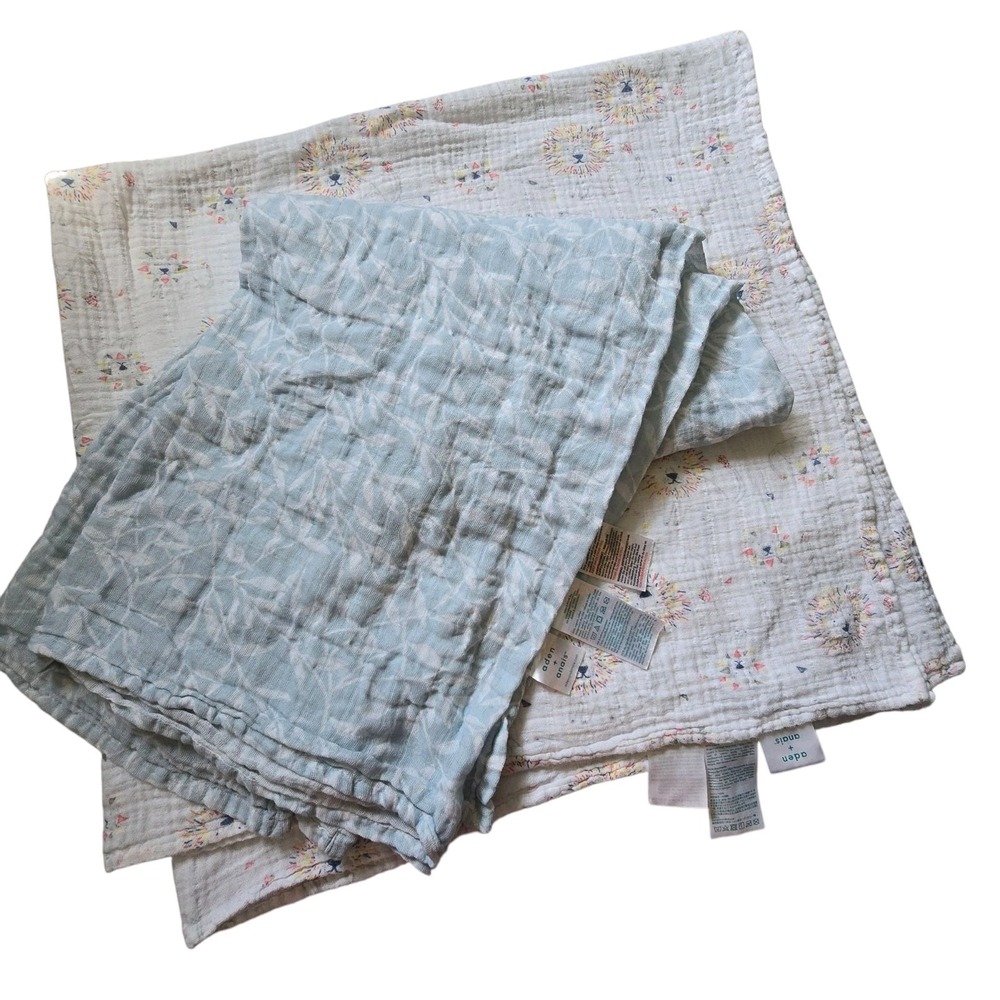 Aden + Anais Set 2 Organic Cotton Muslin‎ Baby Swaddle Blankets Natural Lions